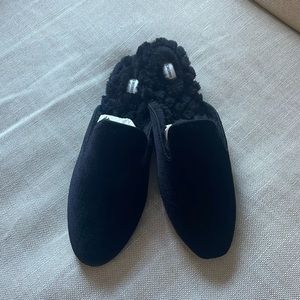 Birdies THE PHOEBE in Black Velvet Faux Fur